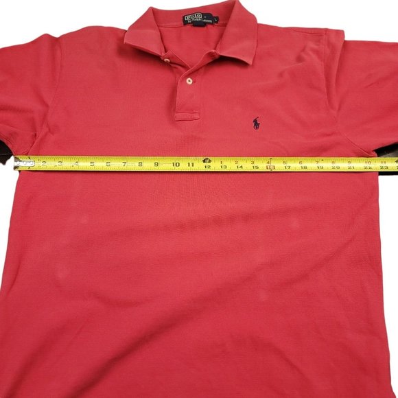 Ralph Lauren Mens L Shirt Polo Short Sleeve Black Label Red‎ with Pony-ISSUE - Picture 6 of 12